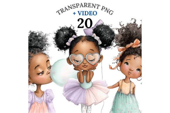 20 Quirky Black Girl PNGs and Celebrate the Charm of Childhood with This Adorable Black Girl Clipart PNG Bundle