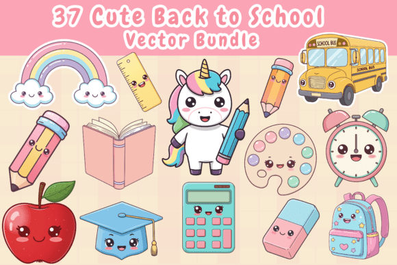 37 Cute Back to School Vector Bundle