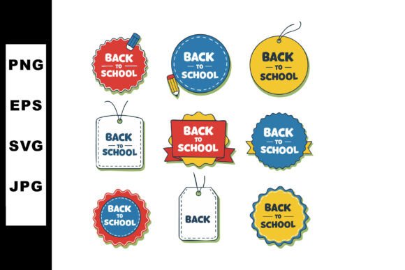 Back to School Badge Design Set with Red