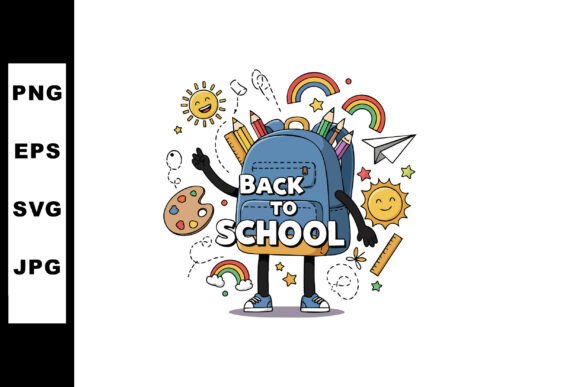 Back to School Blue Backpack with Pencil