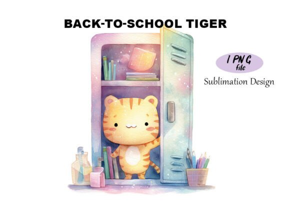 Back-to-School Tiger Watercolor Design