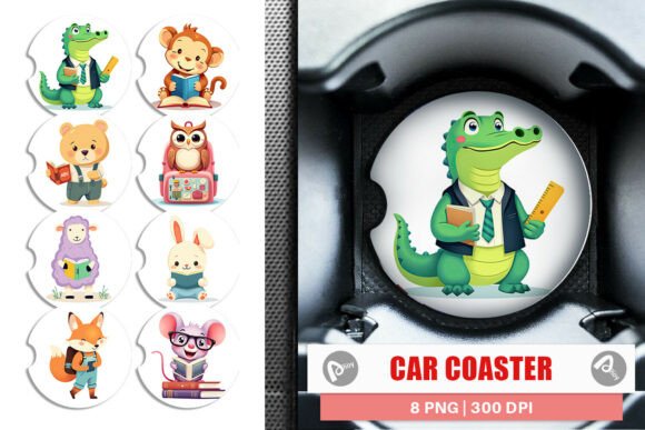 Car Coaster Back to School Animals: Elevate Your Vehicle with Chic Sublimation Designs