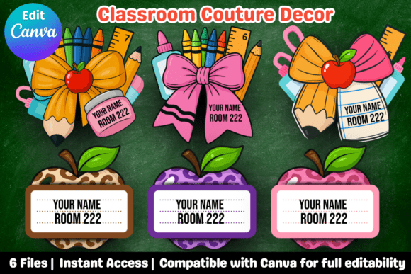 🍎✏️ Classroom Couture Decor – Editable Designs for Educators and Creators